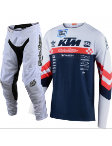 CONJUNTO TROY LEE DESIGNS 2021 MIX SE ULTRA FACTORY TEAM & GP AIR - BRANCO / NAVY